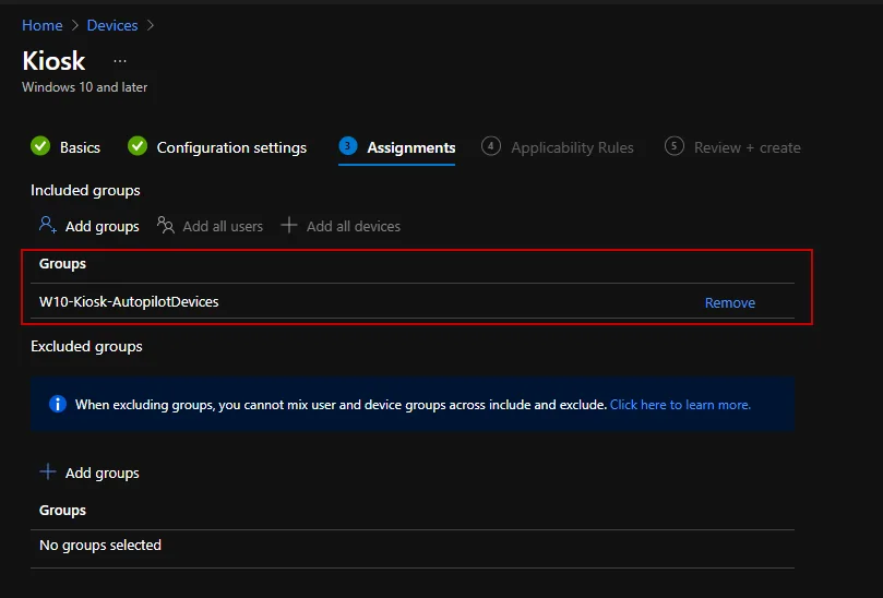 Windows kiosk PC setup in Microsoft Intune