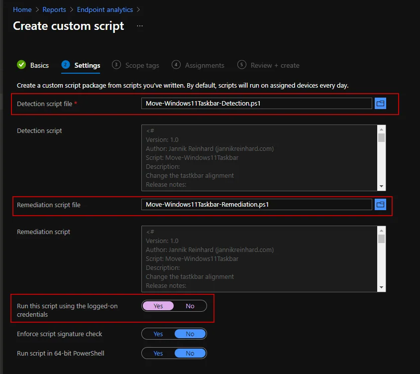 Windows 11 Taskleiste mit Intune links ausrichten