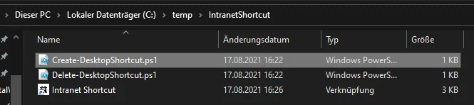 Windows-Desktop Intranet-Verknüpfungsdateien