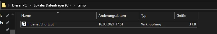 Windows-Desktop mit einem Symbol für eine Intranet-Verknüpfung