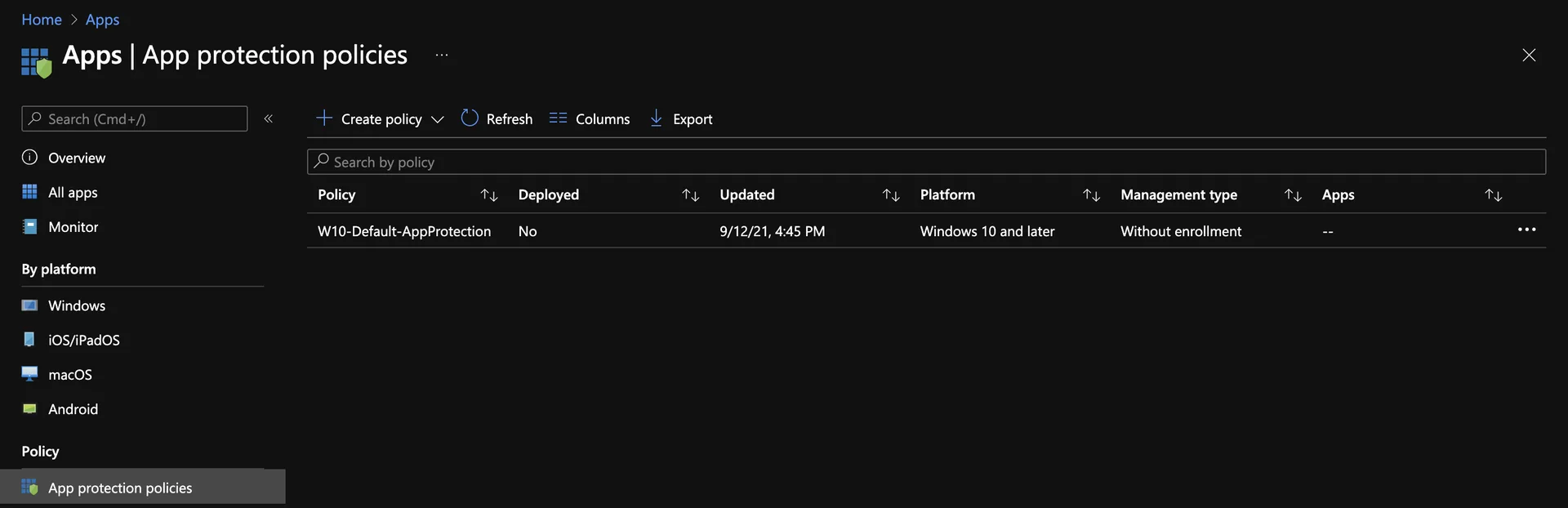 Dashboard zur Anwendungsverwaltung im Microsoft Endpoint Manager