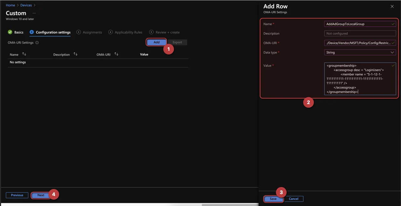 Azure AD Benutzer und Gruppen mit Intune zu lokalen Gruppen hinzufügen