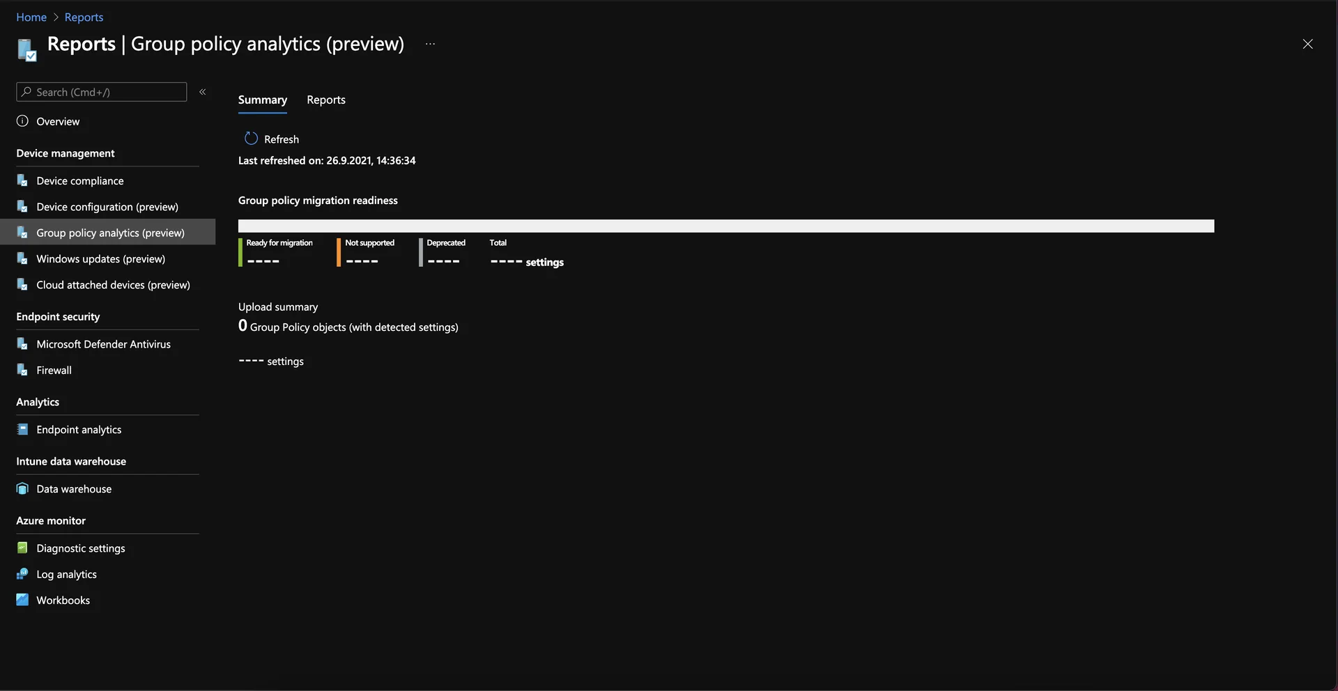 Microsoft Endpoint Manager Reports Dashboard Übersicht