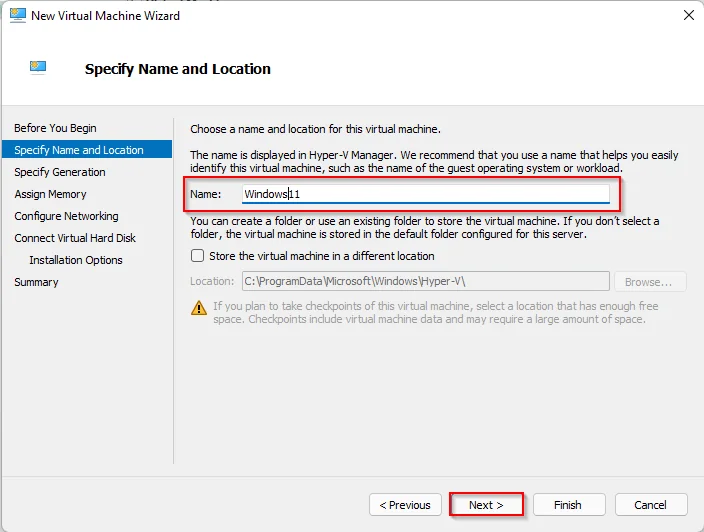 Einrichtung einer Windows 11 virtuellen Maschine im Hyper-V-Manager