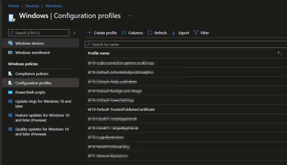 Microsoft Intune Konfigurationsprofil für Trusted-Publisher-Zertifikat