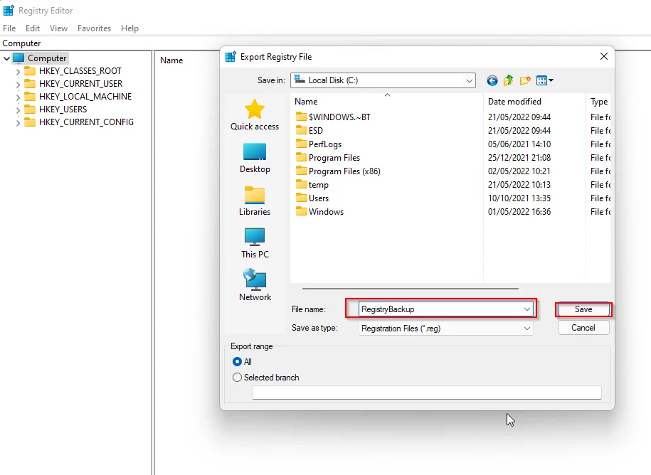 Registry sichern und wiederherstellen