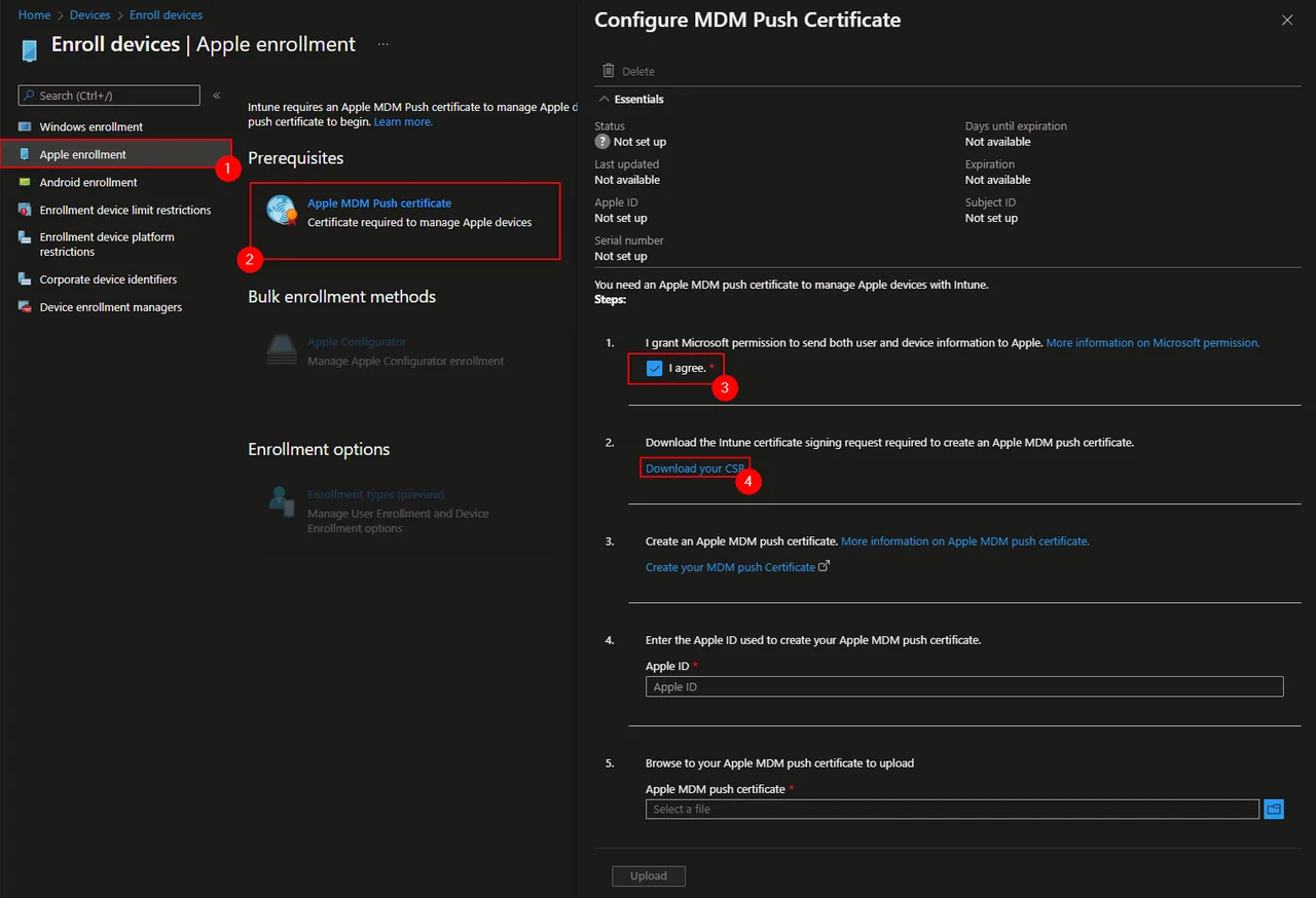 Einrichtungsbildschirm der macOS-Geräteverwaltung in Microsoft Intune