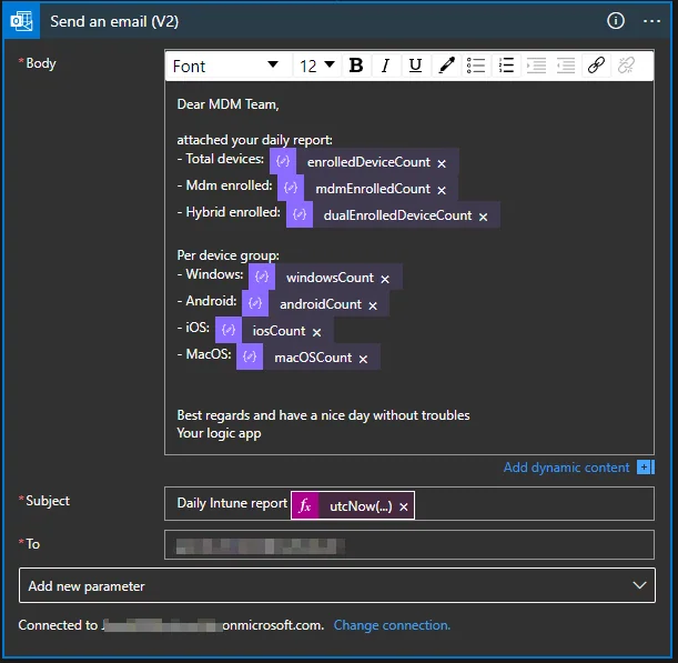 Tägliche Intune-Geräteberichte per Logic Apps, E-Mail & Teams