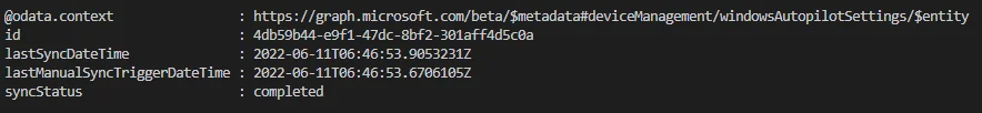 PowerShell-Fenster mit Microsoft Intune Statusbericht