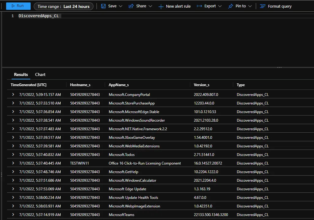 Intune Discovered Apps in Log Analytics Workspace kopieren