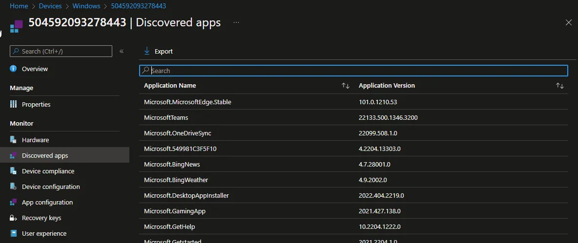 Intune Discovered Apps in Log Analytics Workspace kopieren