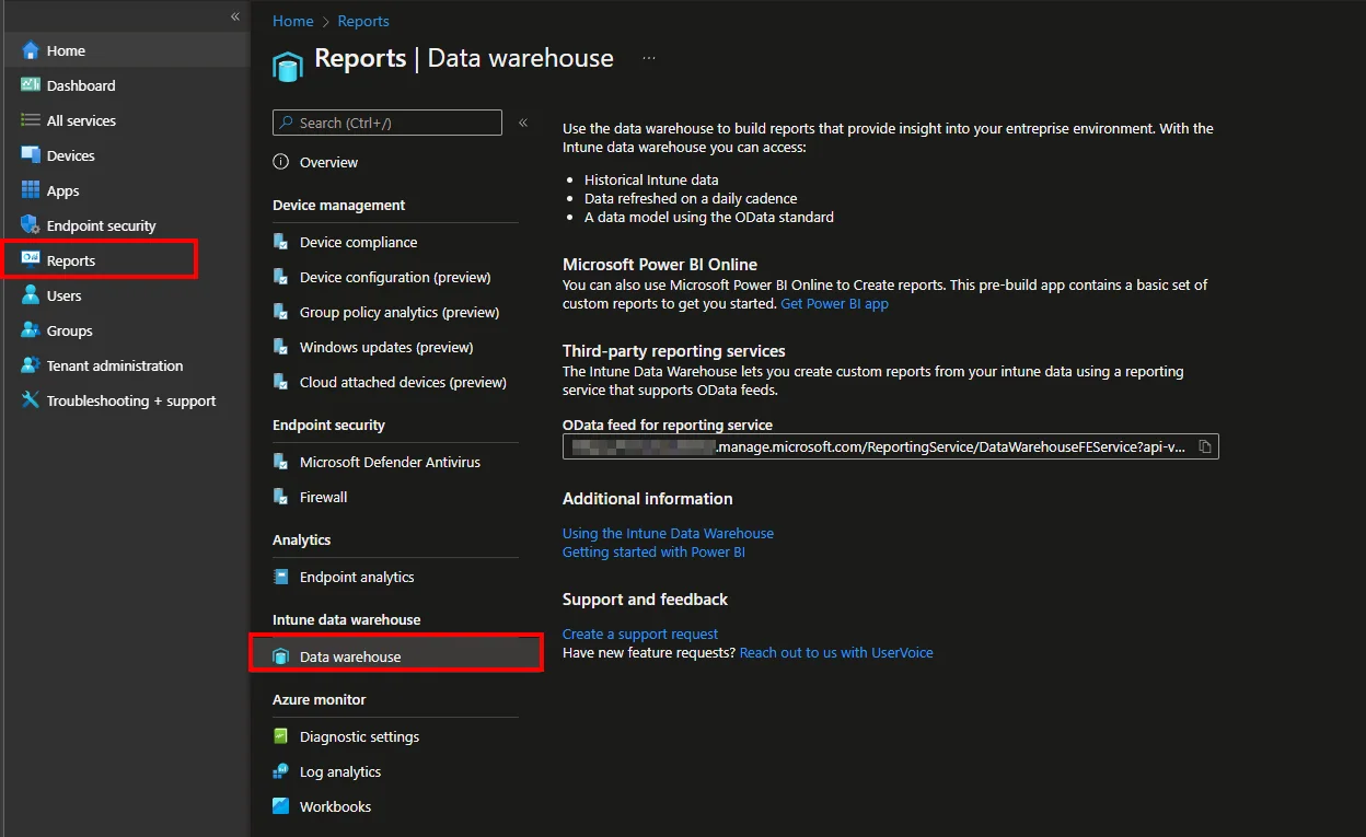 PowerBi-Dashboard auf Basis des Intune Data Warehouse erstellen