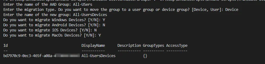 PowerShell-Skript für die Azure AD Gruppenmigration