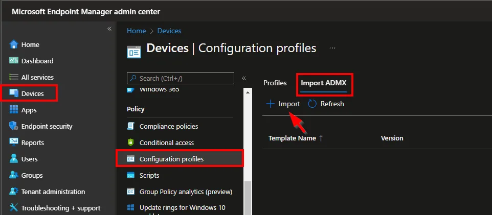 Benutzerdefinierte ADMX/ADML in Intune importieren