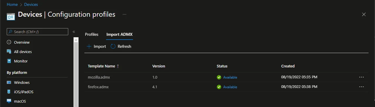 Benutzerdefinierte ADMX/ADML in Intune importieren