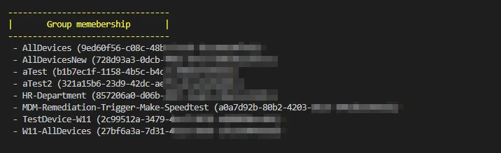 Zuweisungen eines Geräts per PowerShell abrufen