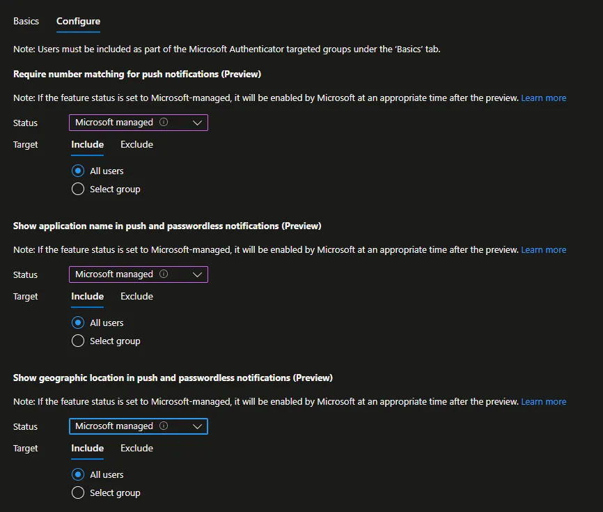 Einstellungen für die passwortlose Anmeldung mit dem Microsoft Authenticator in Azure AD