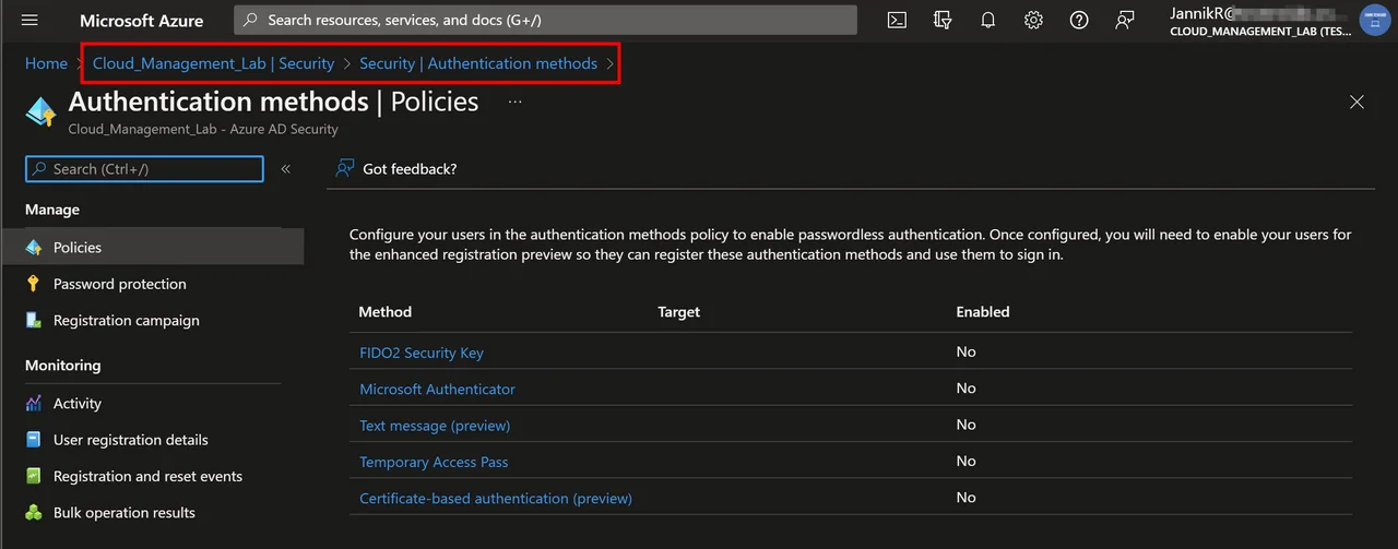 Passwortlose Authentifizierung mit dem Microsoft Authenticator aktivieren