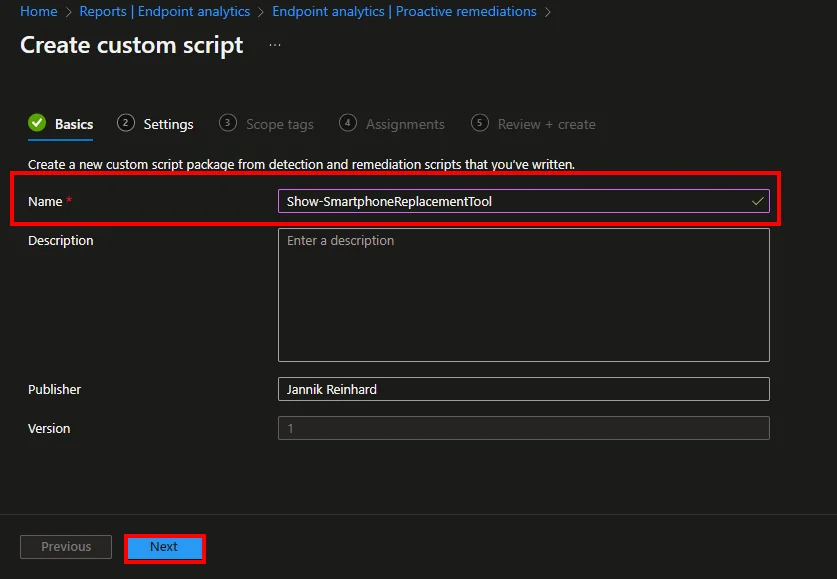 Benutzerdialog mit Endpoint Analytics anzeigen (Smartphone Replacement Tool)