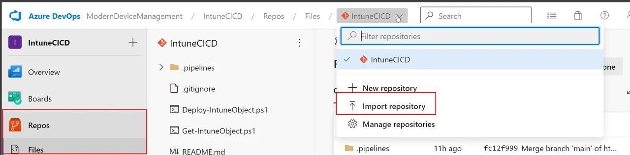Intune DevOps Pipeline: Objekte vom Dev- in den Prod-Tenant verschieben