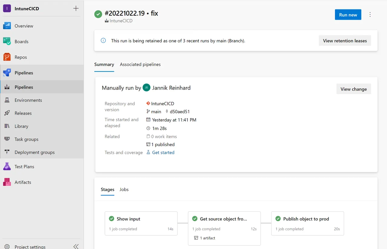 Intune DevOps Pipeline überträgt Konfigurationen zwischen Tenants