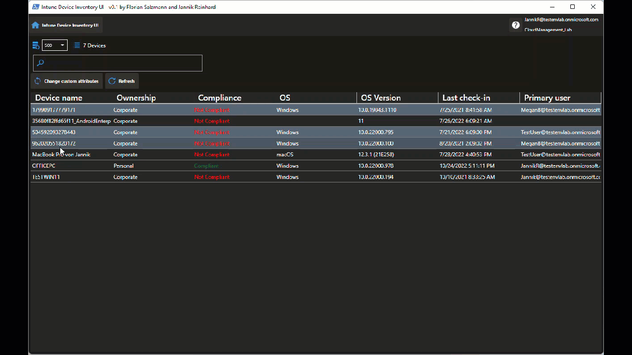 Intune Device Inventory UI