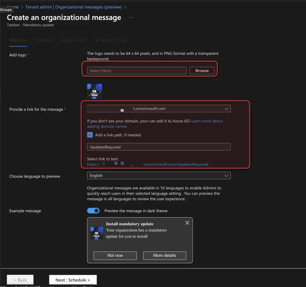 So richtest du Organizational Messages ein