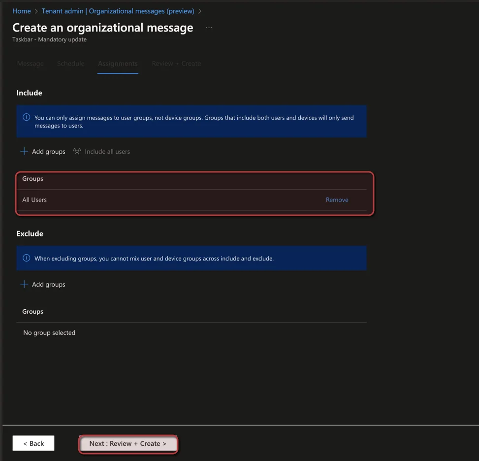 So richtest du Organizational Messages ein