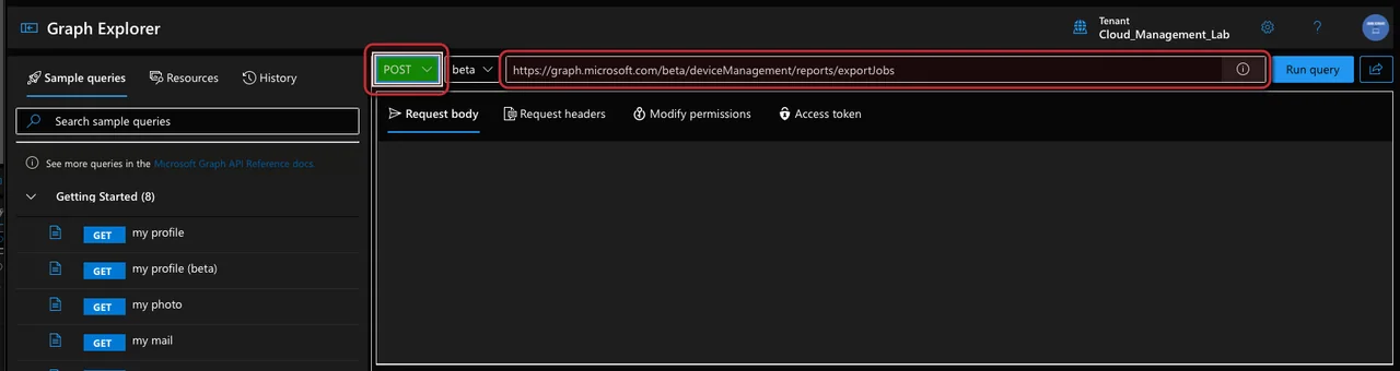 Intune-Massenexport mit der Graph Report API
