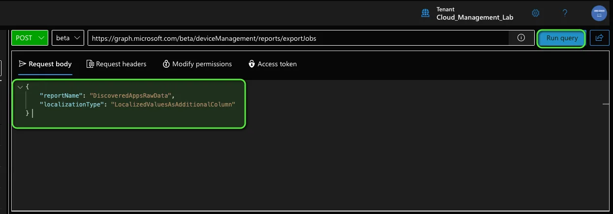Intune-Massenexport mit der Graph Report API