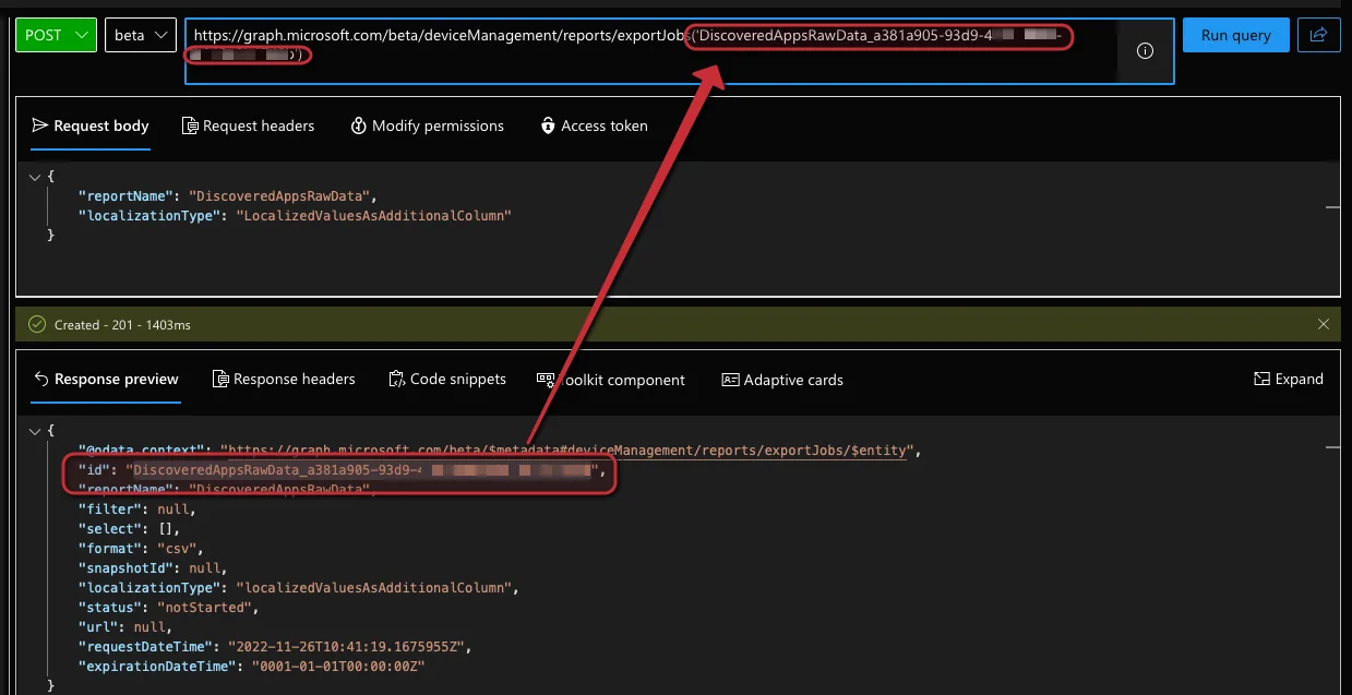 Intune-Massenexport mit der Graph Report API