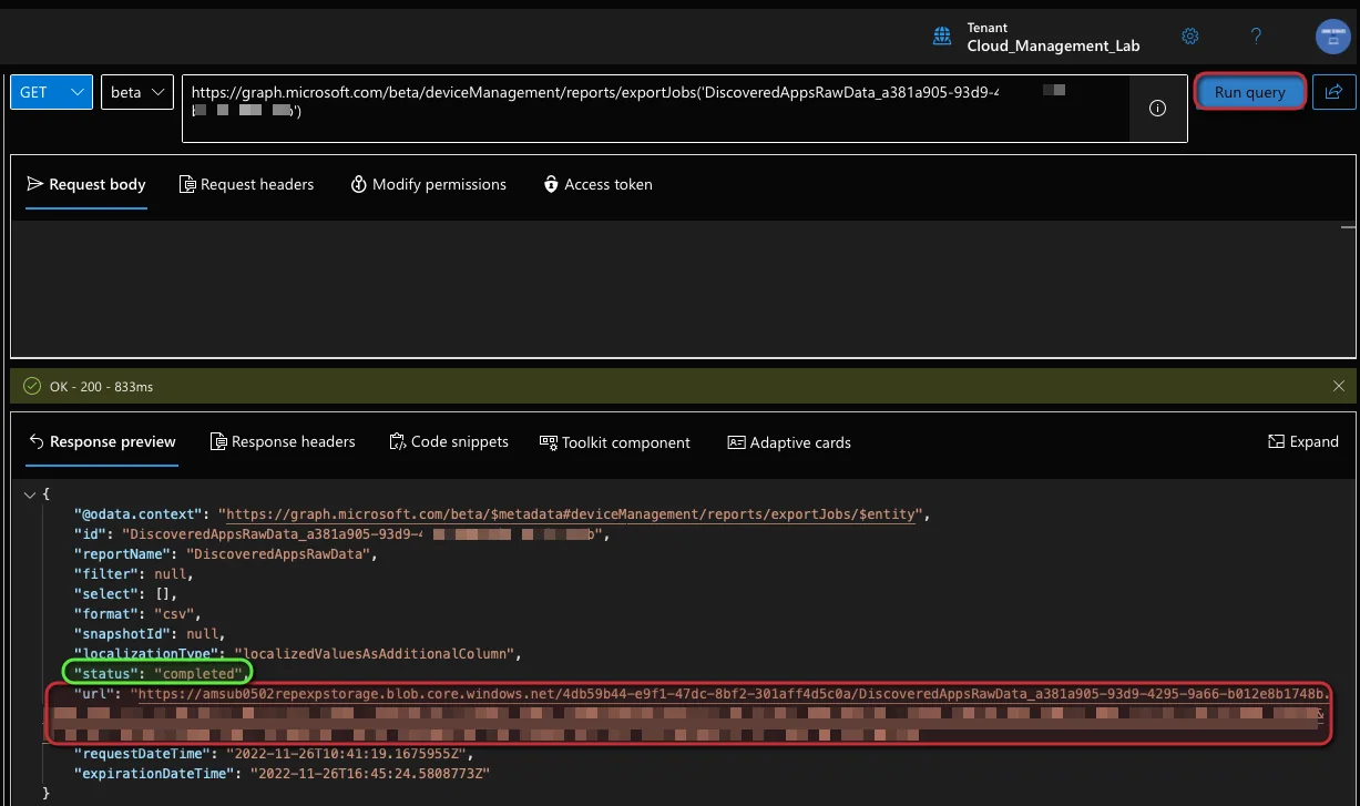 Intune-Massenexport mit der Graph Report API