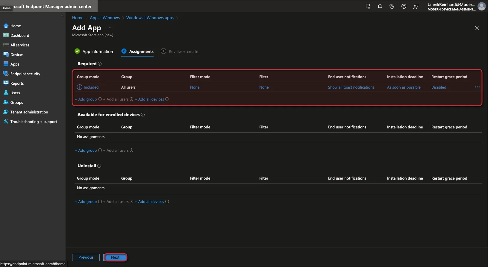 Windows Store Apps über Intune bereitstellen