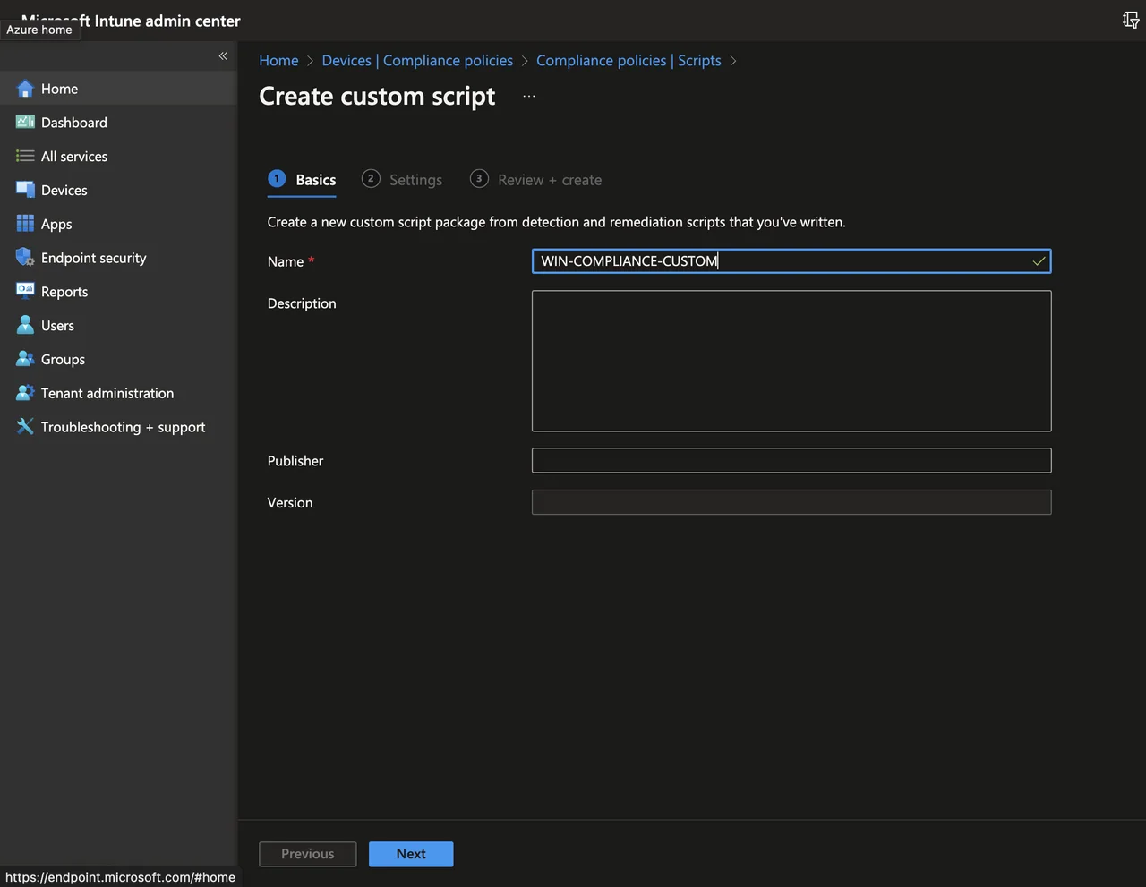 Custom Compliance Script verwenden + Beispielskript