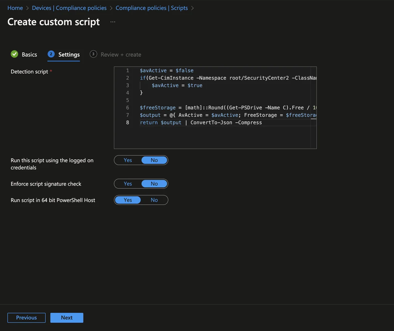 Custom Compliance Script verwenden + Beispielskript