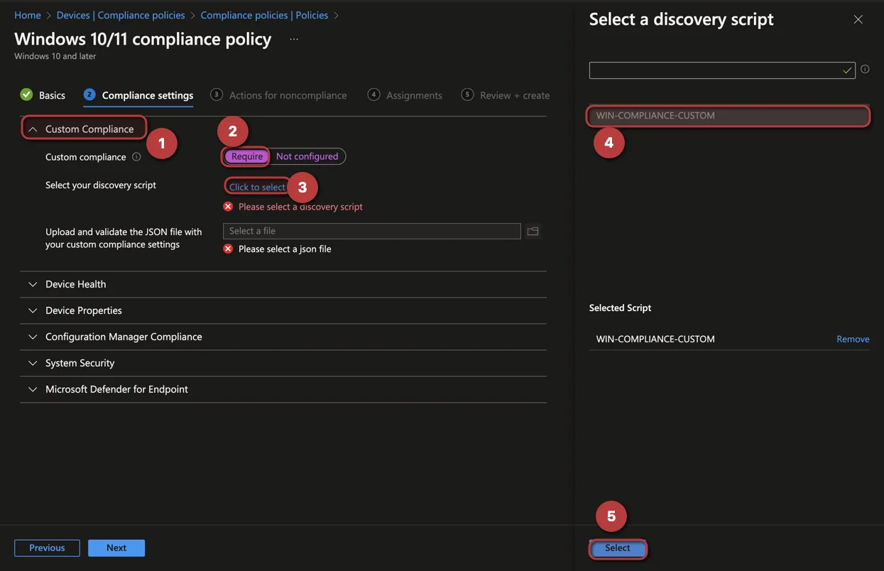 Custom Compliance Script verwenden + Beispielskript