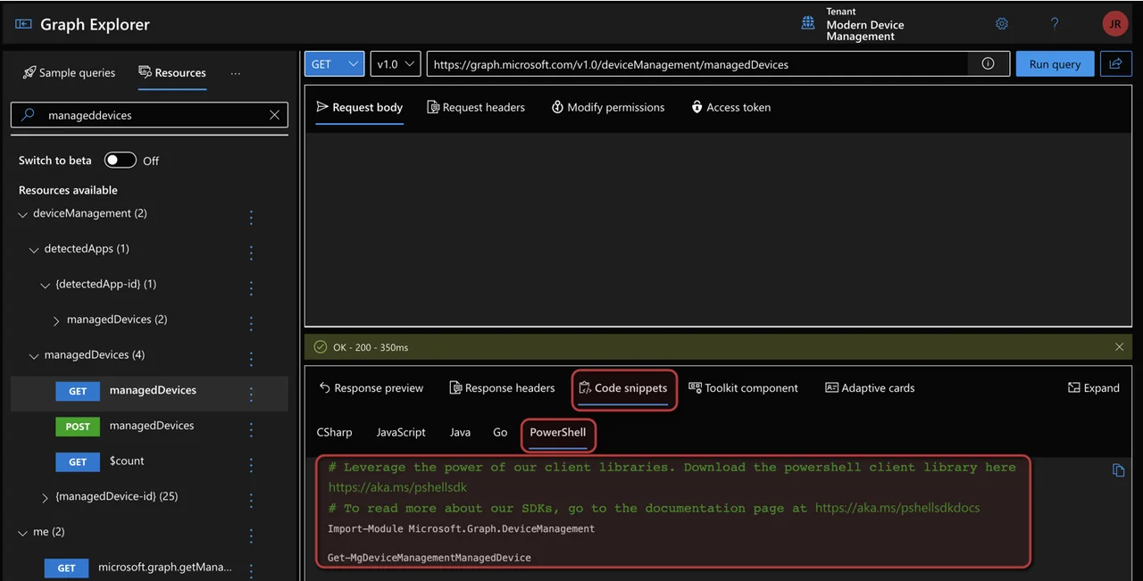 PowerShell-Skript für die Automatisierung von Microsoft Intune