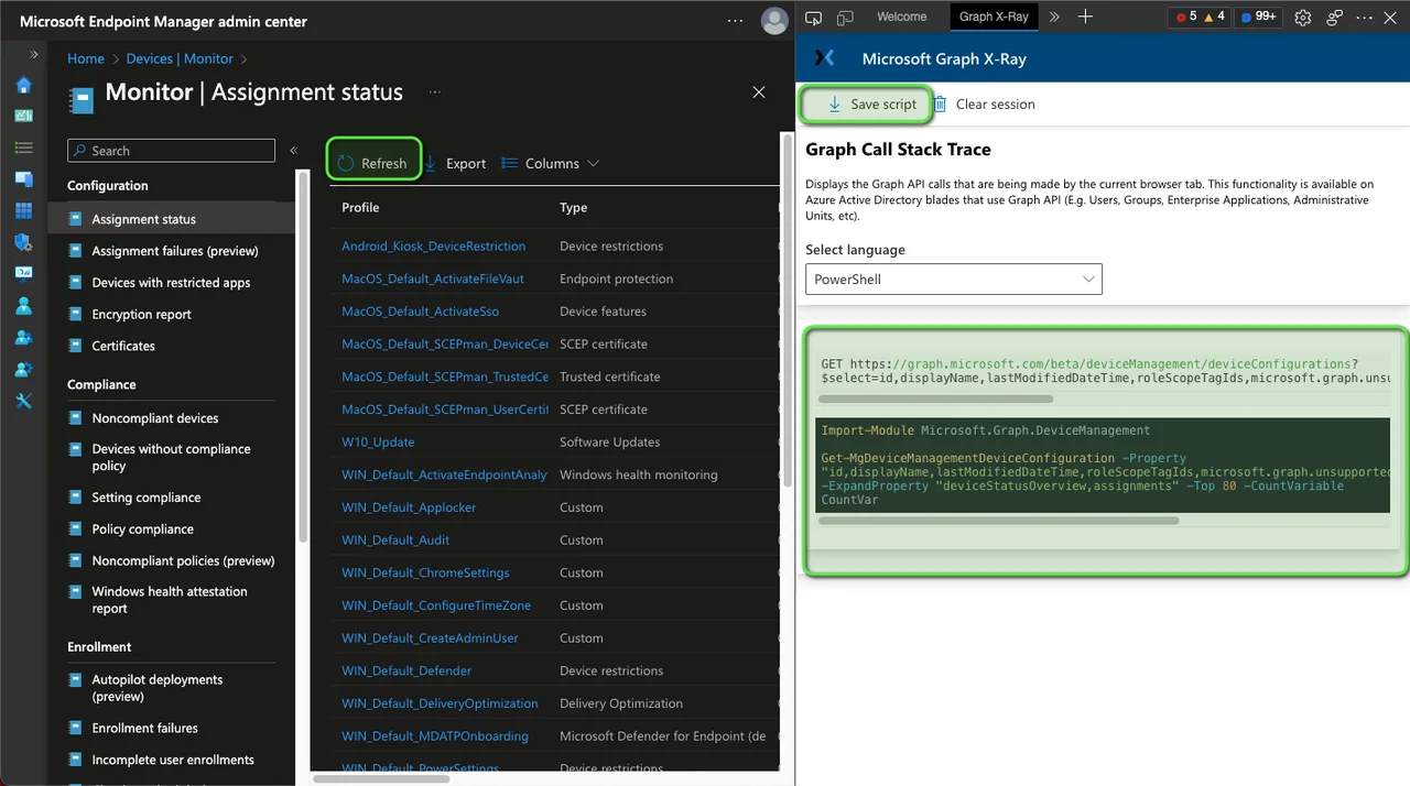 PowerShell-Skript zum Automatisieren von Intune-Aufgaben mit Microsoft Graph