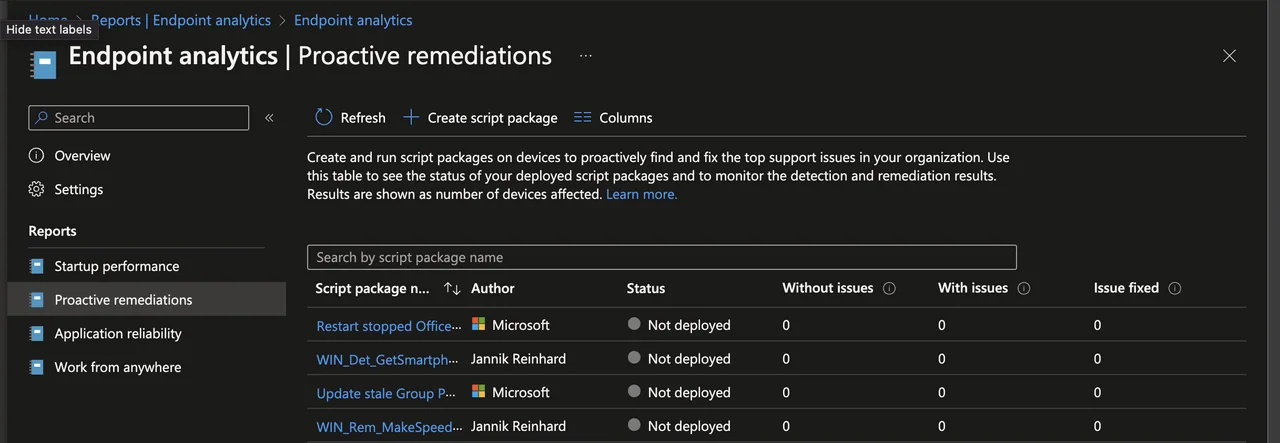 Community-Repository für Endpoint Analytics Remediation-Skripte