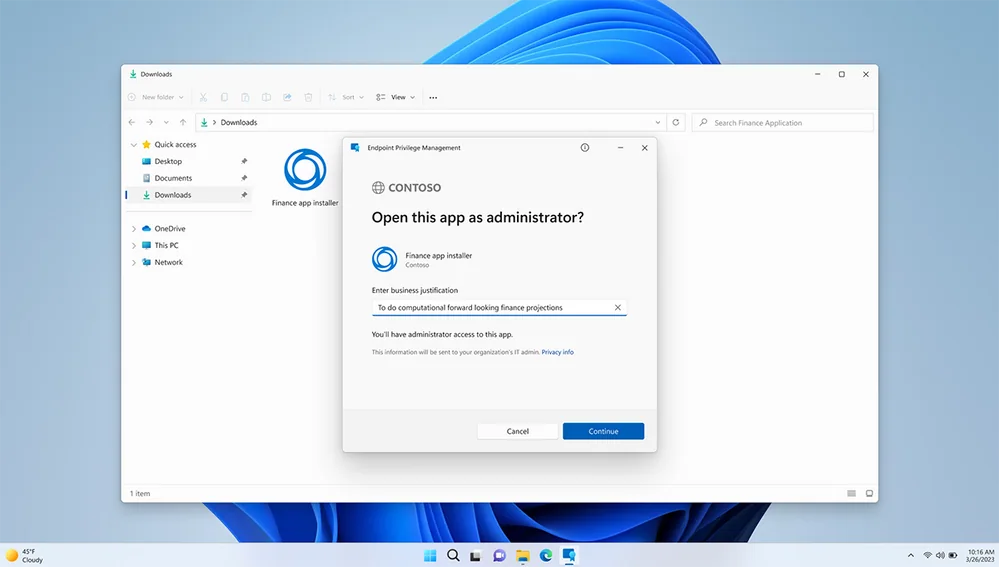Setup-Bildschirm von Microsoft Intune Endpoint Privilege Management