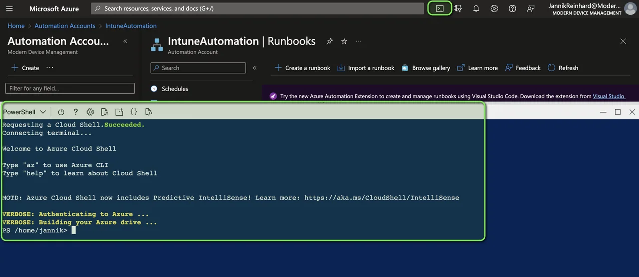 Intune-Aufgaben mit Azure Automation Runbooks automatisieren