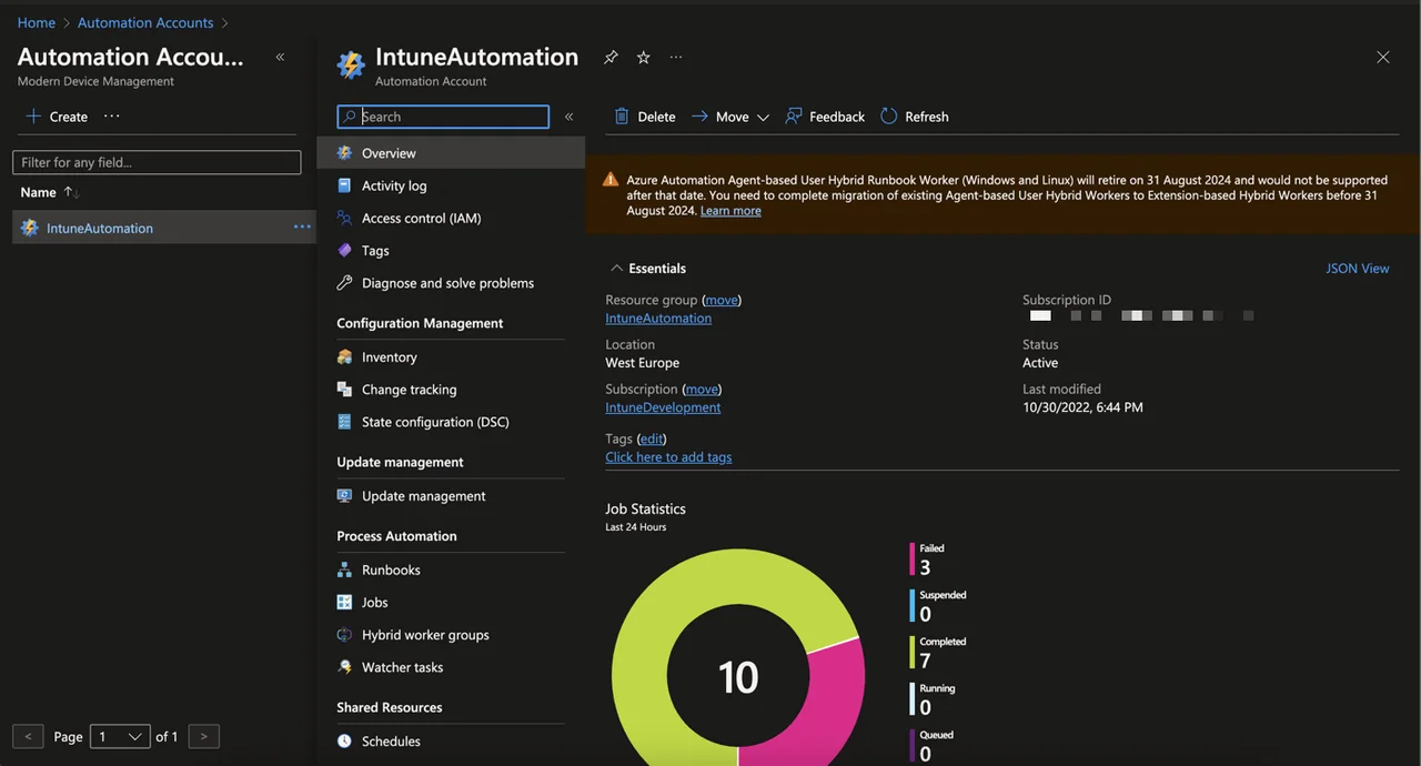 Einrichtung eines Azure Automation Runbooks für Intune-Aufgaben