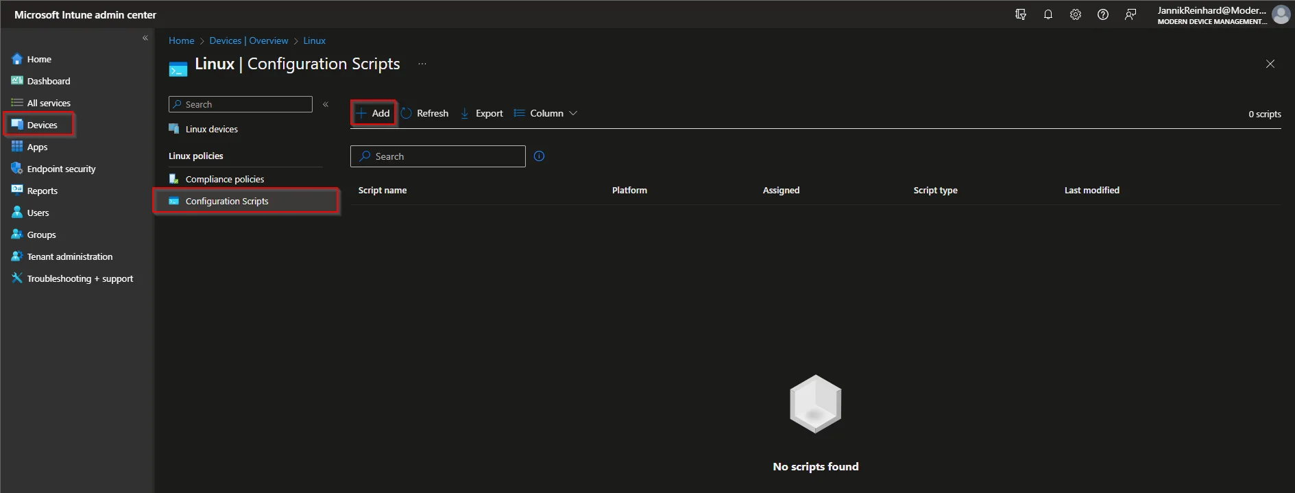 Bash-Skripte für Ubuntu-Geräte in Intune erstellen und konfigurieren