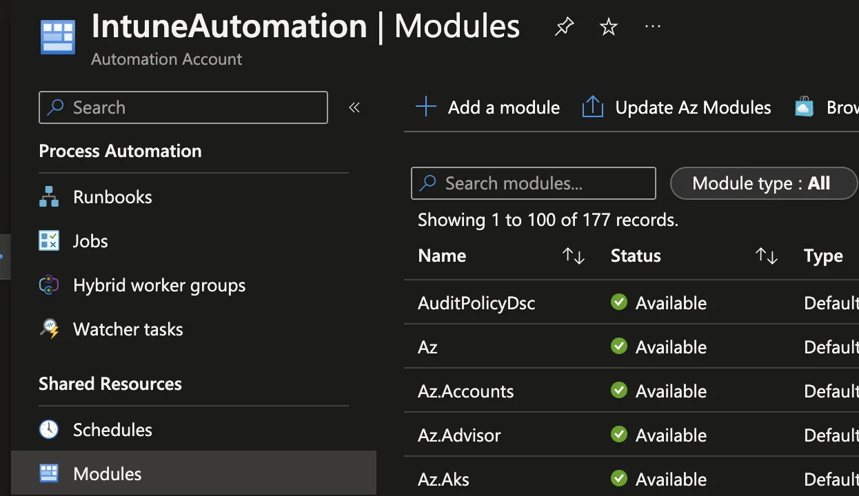 Intune-Aufgaben mit Azure Automation Runbooks automatisieren
