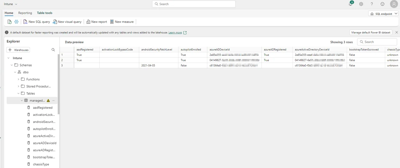 Microsoft Fabric Workflow zum Export von Intune-Daten nach OneLake