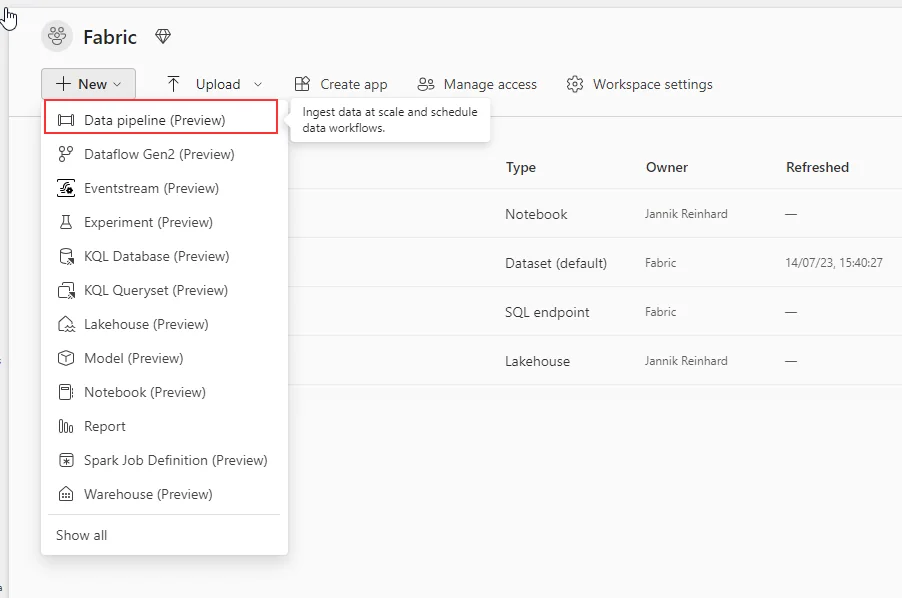Intune-Daten mit Fabric in OneLake für Power BI exportieren