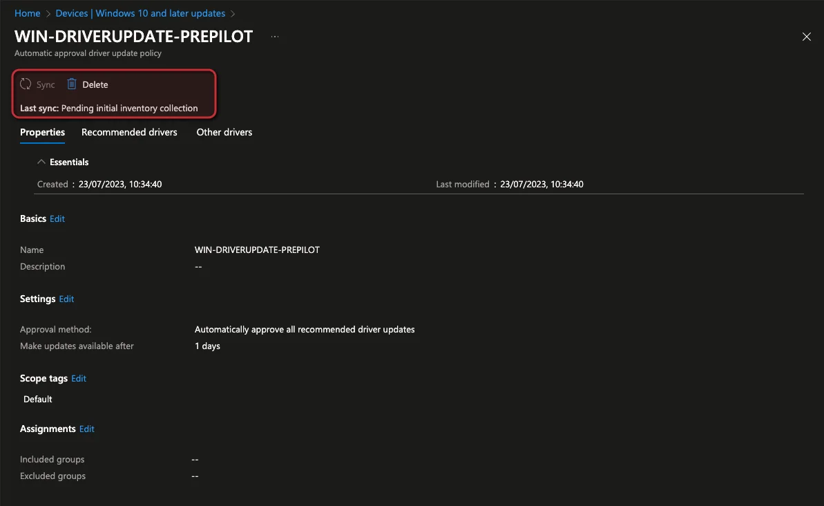 Erste Schritte mit dem Intune Driver Update Management