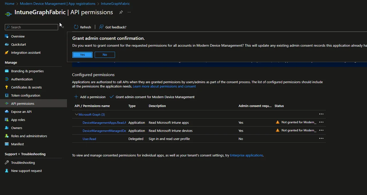 Intune-Daten mit Fabric in OneLake für Power BI exportieren