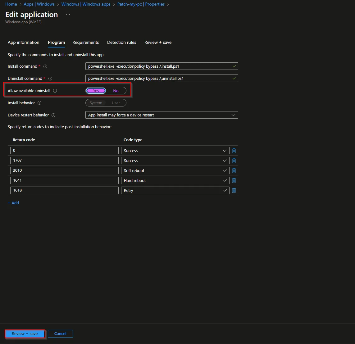 So aktivierst du die Deinstallationsfunktion im Company Portal