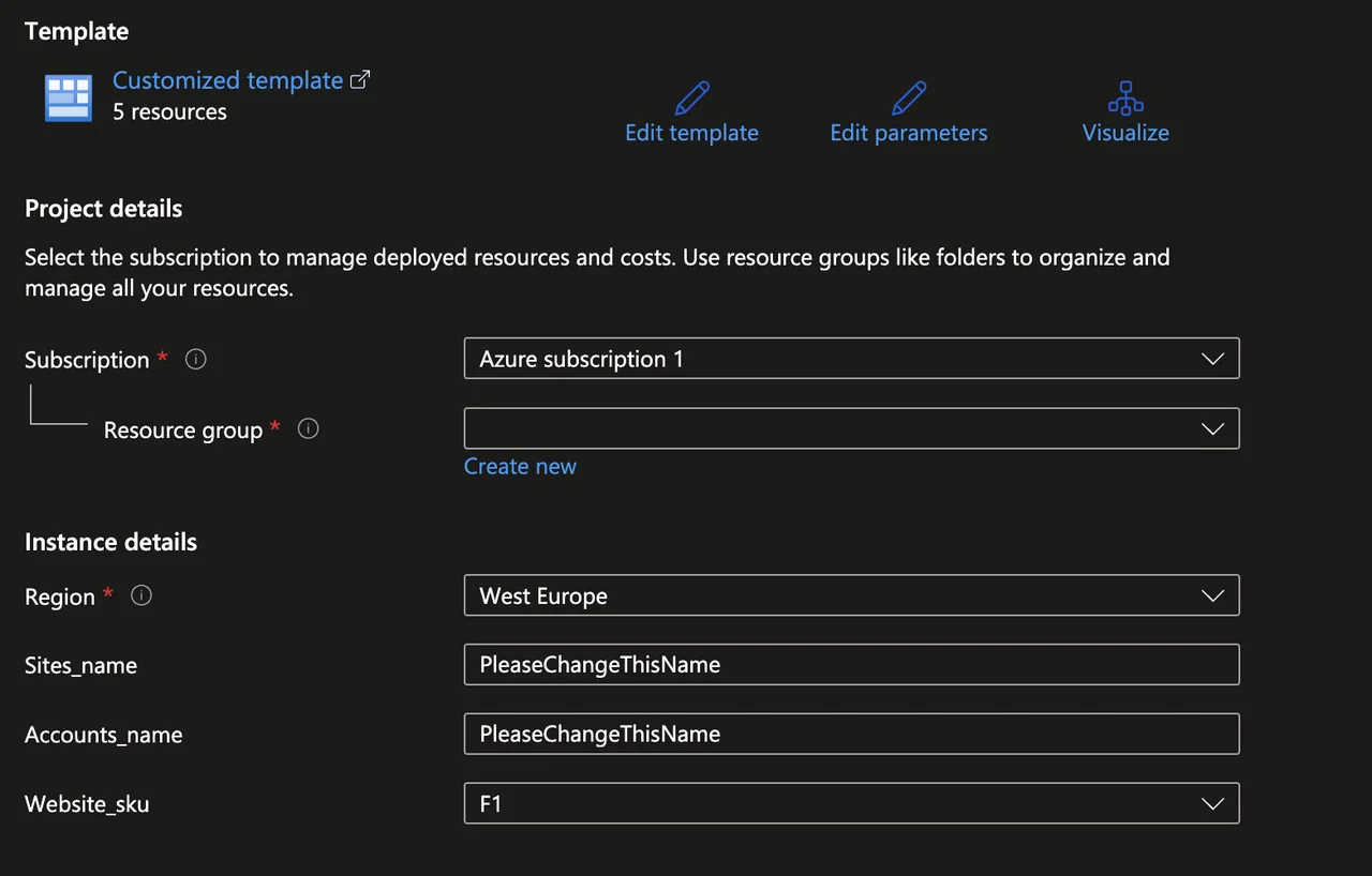 Azure-Template-Bereitstellungsbildschirm für den GPT Intune Troubleshooter